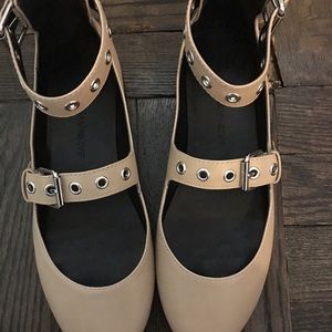 Rabecca minkoff buckle strap nude/ tan flats